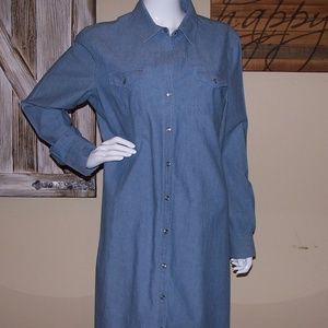 Casual Denim Long Sleeve Shirt Dress